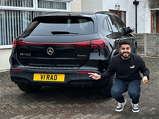 Virad Patel with the number plate V1 RAD